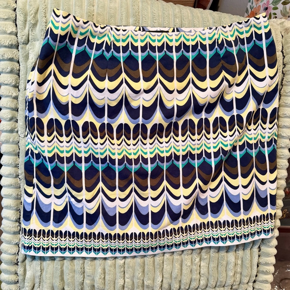 Talbots Blue and Cream Patterned Pencil Skirt